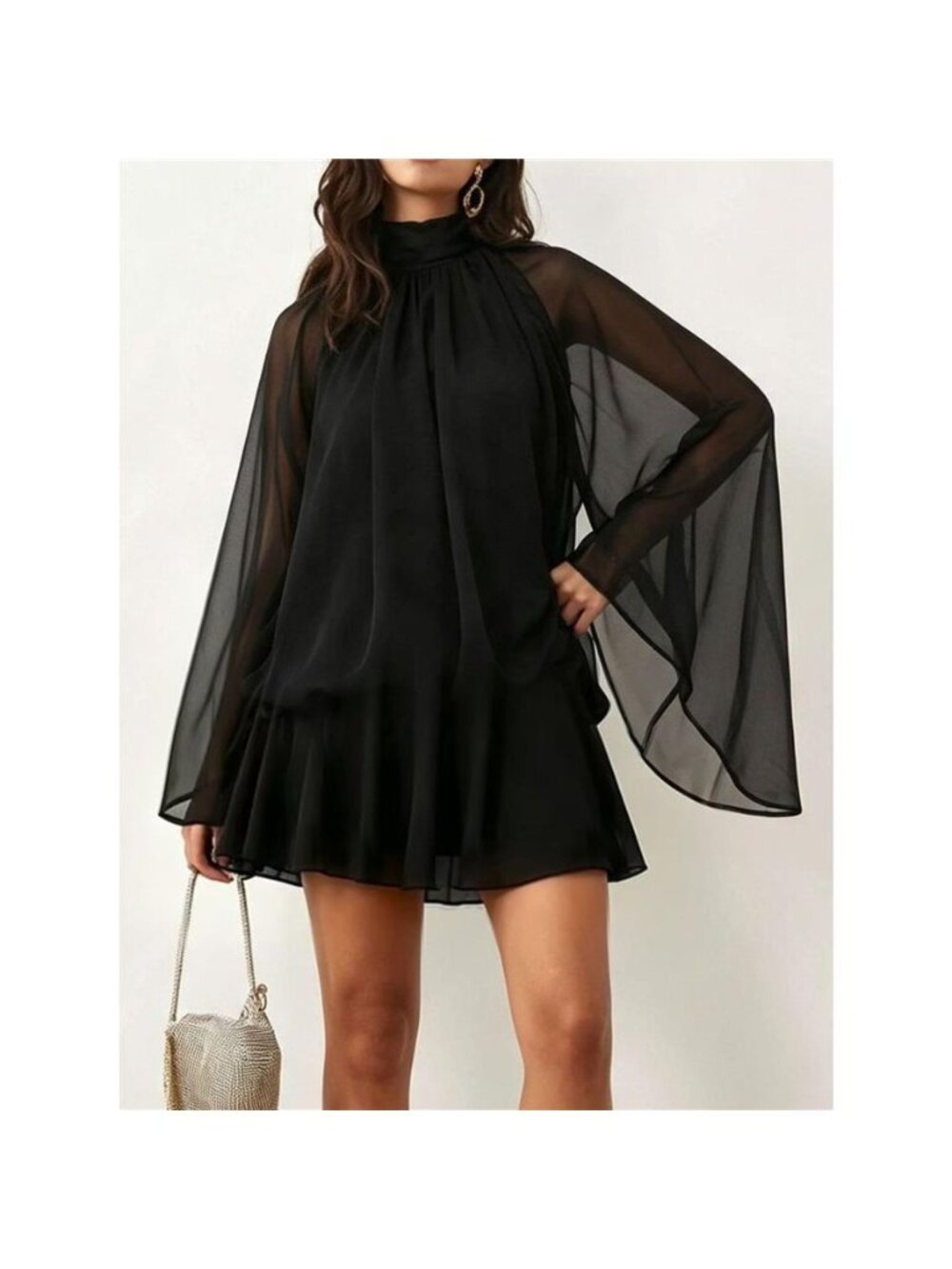 Tie Back Flare Sleeve Mini Dress